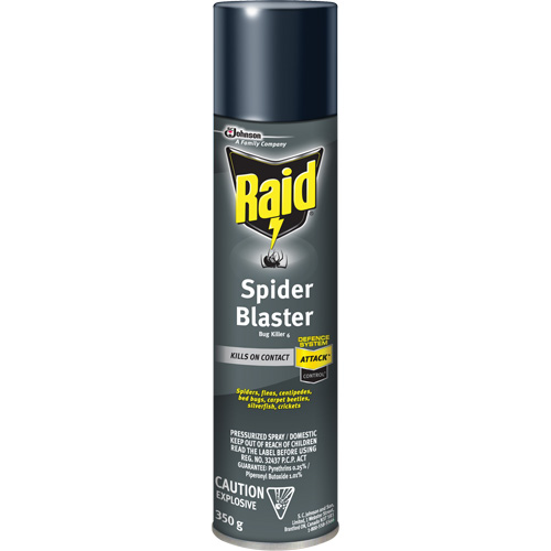 Raid&reg; Spider Blaster Bug Killer Insecticide, 350 g, Aerosol Can, Solvent Base Ontario Safety Products