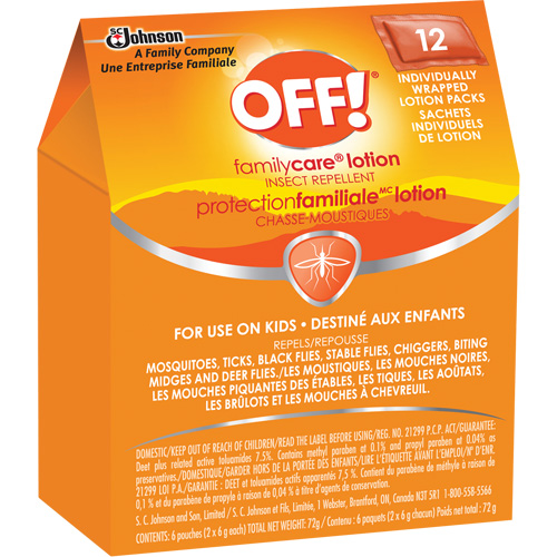 OFF! FamilyCare&reg; Insect Repellent, 7.5% DEET, Lotion, 6 g Ontario Safety Products