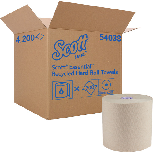 Essential 100% Recycled Brown Hard Roll Towels, 1 Ply, Standard, 700' L Ontario Safety Products
