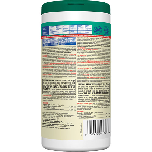 Lingettes d&eacute;sinfectantes, 75 lingettes Ontario Safety Products