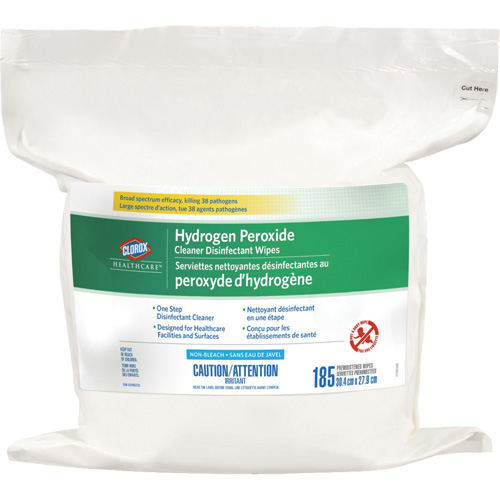 Lingettes d&eacute;sinfectantes et nettoyantes &agrave; base de peroxyde d'hydrog&egrave;ne Healthcare, 185 lingettes Ontario Safety Products