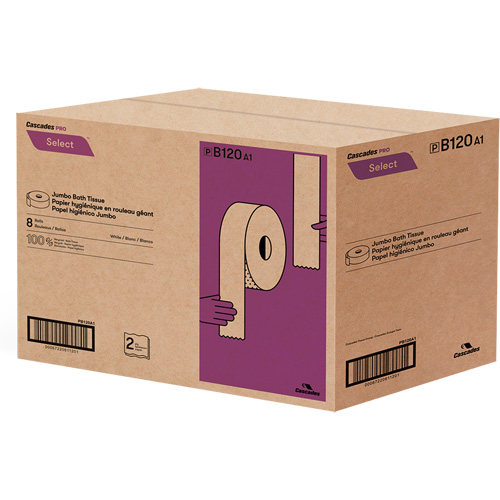 Papier hygi&eacute;nique Pro Select, Rouleau G&eacute;ant, 2 Pli, Longueur 900', Blanc Ontario Safety Products