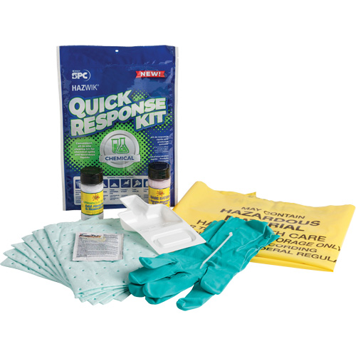 Trousse dintervention rapide pour d&eacute;versements de produits chimiques Hazwik, Mati&egrave;res dangereuses, Sac, Absorbance de 0,33 gal. US Ontario Safety Products