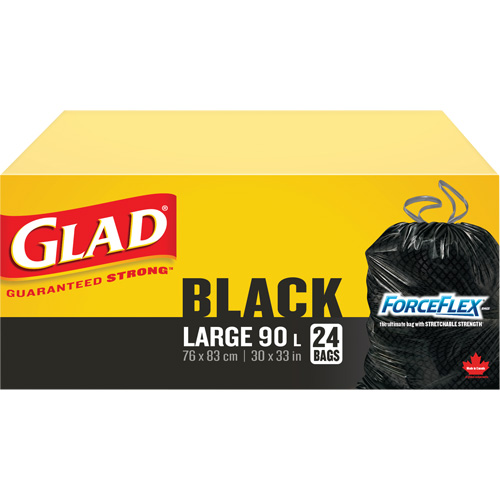 90L Garbage Bags, Regular, 30" W x 33" L, Black Ontario Safety Products