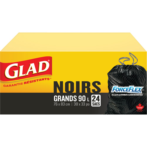 90L Garbage Bags, Regular, 30" W x 33" L, Black Ontario Safety Products
