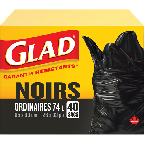 74L Garbage Bags, Regular, 26" W x 33" L, Black Ontario Safety Products