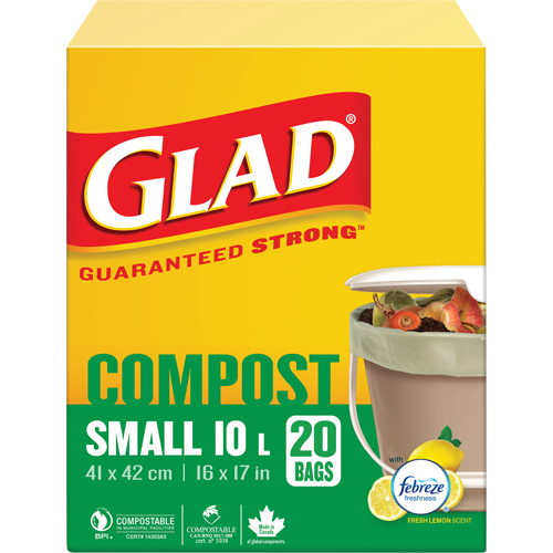 Small Compostable Bags, Regular, 17" L x 16" W, Brown, 10 L (3 Gal.) Capacity Ontario Safety Products