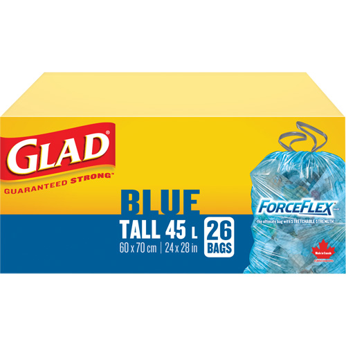 45L Recycling Bags, Regular, 24" W x 28" L, Blue Ontario Safety Products
