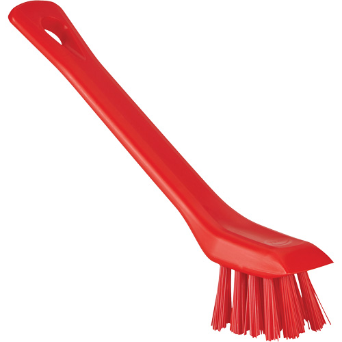 Brosse avec rebord grattoir, Soies Ferme, Longueur de 6", Rouge Ontario Safety Products