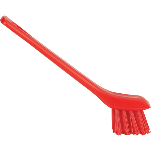 Brosse avec rebord grattoir, Soies Ferme, Longueur de 6", Rouge Ontario Safety Products
