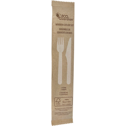 Fork & Knife Wooden Cutlery Kit Ontario Safety Products