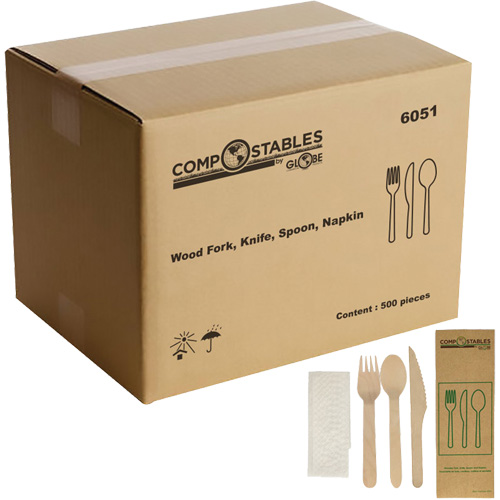 Ensemble d'ustensiles en bois dans un sac en papier Ontario Safety Products