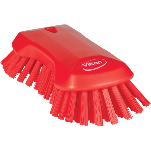 Hand Brush, Extra Stiff Bristles, 9-1/10" Long, Red Ontario Safety Products