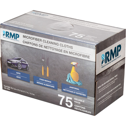 Washable Cleaning Cloths, Microfibre, White Ontario Safety Products