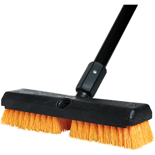 Cleaning Brush with Handle, 10" L, Polypropylene Bristles, Black/Red Ontario Safety Products