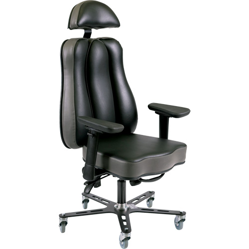 Chaise ergonomique 24 h Synergo II, Vinyle, Noir/gris, Capacit&eacute; 350 lb Ontario Safety Products