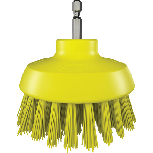 Brosse ronde HyDrive pour perceuse, Soies Tr&egrave;s ferme, Longueur de 3-1/10", Jaune Ontario Safety Products