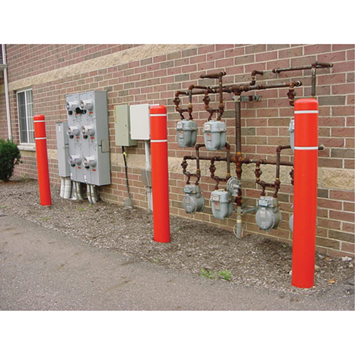 Capuchons en polyethylene pour borne de protection, 4-1/2" dia. x 64" l, Rouge Ontario Safety Products