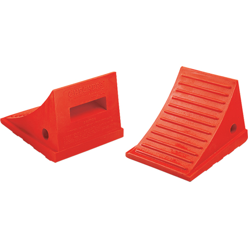 General Purpose Wheel Chocks, Polyurethane, Orange, 7-1/2" W x 8-1/2" D x 6-1/4" H Ontario Safety Products