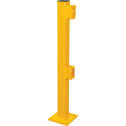 End Post for Light-Duty Guard Rails, Steel, 42" H, Safety Yellow Ontario Safety Products