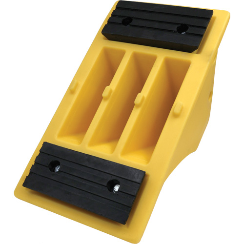 75 Ton Large Equipment Wheel Chock with Grip Pads, Urethane, Yellow Ontario Safety Products