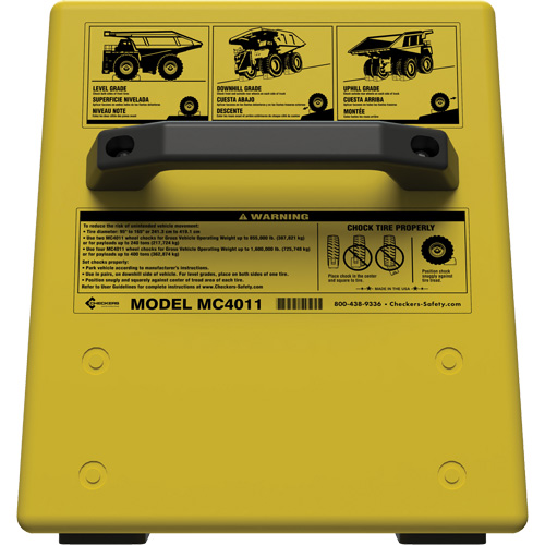 Cale de roue ultra-robuste pour l'exploitation mini&egrave;re Checkers Safety sans support, PEHD, Jaune, 14-1/2" la x 17-1/2" p x 16" h Ontario Safety Products
