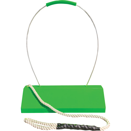 Cale de roue pour avion Checkers Safety SafeRay avec poign&eacute;e ergonomique &agrave; cordage en boucle, Ur&eacute;thane, Vert fluorescent, 24" la x 8" p x 6" h Ontario Safety Products