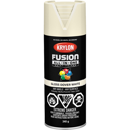 Fusion All-In-One Spray Paint, Dover White, Gloss, 12 oz., Aerosol Can Ontario Safety Products