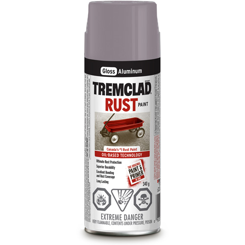 Tremclad&reg; Oil Based Rust Paint, Silver Aluminum, Gloss, Aerosol Can Ontario Safety Products
