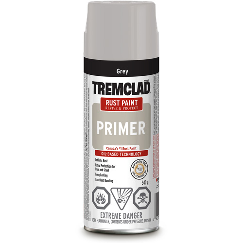 Couche de fond antirouille en vaporisateur Tremclad, Gris, Tr&egrave;s mat, Canette a&eacute;rosol Ontario Safety Products