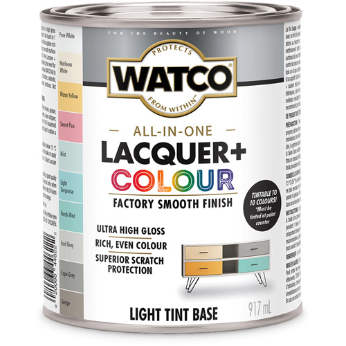 Composant de base clair pour finition laqu&eacute;e + couleur tout-en-un Watco, 946 ml, Base &agrave; ton clair, Tr&egrave;s brillant Ontario Safety Products