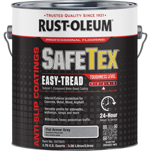 SafeTex&reg; Easy-Tread Acrylic Coating, 1 gal., Water-Based, Flat Finish/Textured, Grey Ontario Safety Products