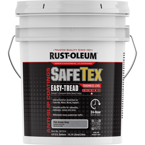SafeTex&reg; Easy-Tread Acrylic Coating, 4 gal., Water-Based, Flat Finish/Textured, Grey Ontario Safety Products