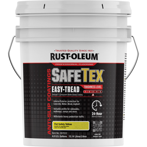 SafeTex&reg; Easy-Tread Acrylic Coating, 4 gal., Water-Based, Flat Finish/Textured, Yellow Ontario Safety Products