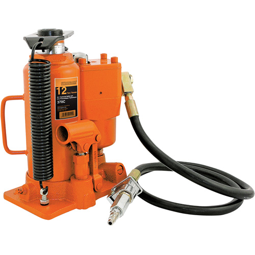 370A Bottle Jack, 12 tons, Air Hydraulic, 19-1/2" Raised Height Ontario Safety Products