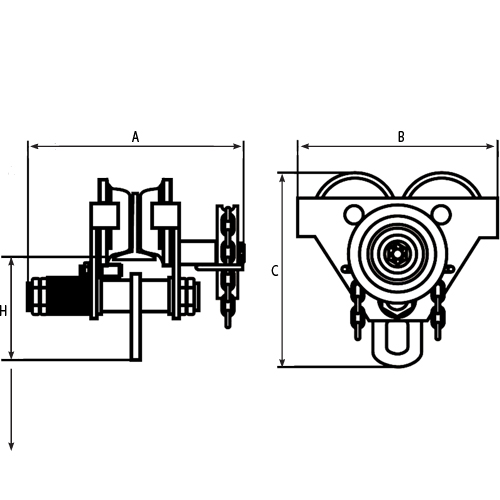 Adjustable Trolleys, 1000 lbs. (0.5 tons) Capacity, 2-11/16" - 5-1/4" Ontario Safety Products