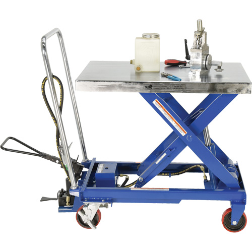 Table &eacute;l&eacute;vatrice &agrave; ciseaux hydraulique pneumatique, Acier, 32-1/2" lo x 19-3/4" la, Cap. 1000 lb Ontario Safety Products