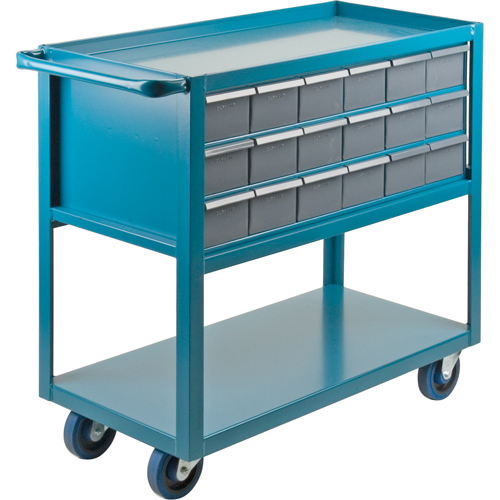 Chariot &agrave; tablette avec tiroir, 1200 lb Capacit&eacute;, Acier, 18" x la, 35" x ha, 36" p, Roues en Caoutchouc, Enti&egrave;rement soud&eacute;, 18 tirroirs Ontario Safety Products
