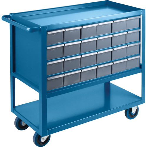 Chariot &agrave; tablette avec tiroir, 1200 lb Capacit&eacute;, Acier, 18" x la, 35" x ha, 36" p, Roues en Caoutchouc, Enti&egrave;rement soud&eacute;, 24 tirroirs Ontario Safety Products