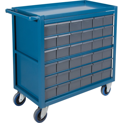 Chariot &agrave; tablette avec tiroir, 1200 lb Capacit&eacute;, Acier, 18" x la, 35" x ha, 36" p, Roues en Caoutchouc, Enti&egrave;rement soud&eacute;, 36 tirroirs Ontario Safety Products