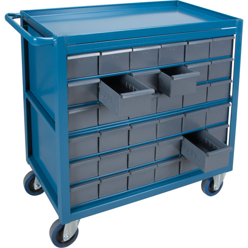Chariot &agrave; tablette avec tiroir, 1200 lb Capacit&eacute;, Acier, 18" x la, 35" x ha, 36" p, Roues en Caoutchouc, Enti&egrave;rement soud&eacute;, 36 tirroirs Ontario Safety Products