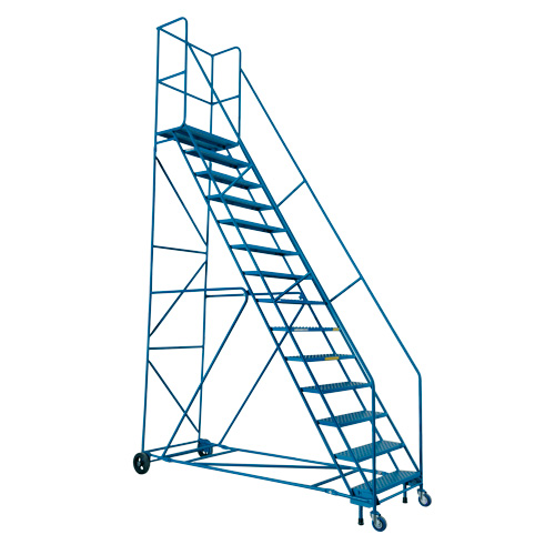 Escabeau roulant certifi&eacute; CSA avec marche verrouillable, 14 marches, Largeur de la marche 30", Hauteur de la plateforme 128", Acier Ontario Safety Products