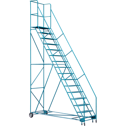 CSA-Certified Rolling Step Ladder with Locking Step, 16 Steps, 30" Step Width, 144" Platform Height, Steel Ontario Safety Products