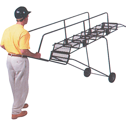 Fold-N-Store Rolling Ladders, 6 Steps, Perforated, 60" High Ontario Safety Products