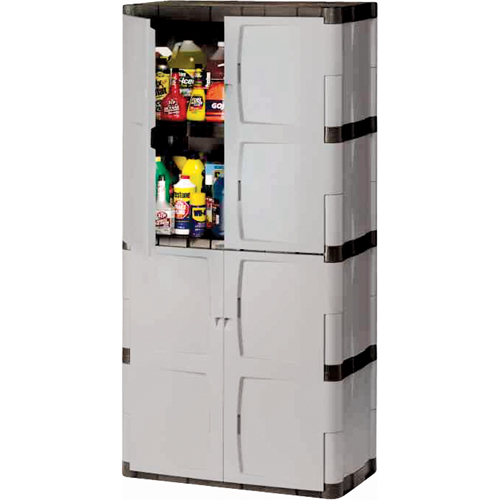 Heavy-Duty Cabinets, Plastic, 3 Shelves, 72" H x 36" W x 18" D, Mica and Charcoal Ontario Safety Products