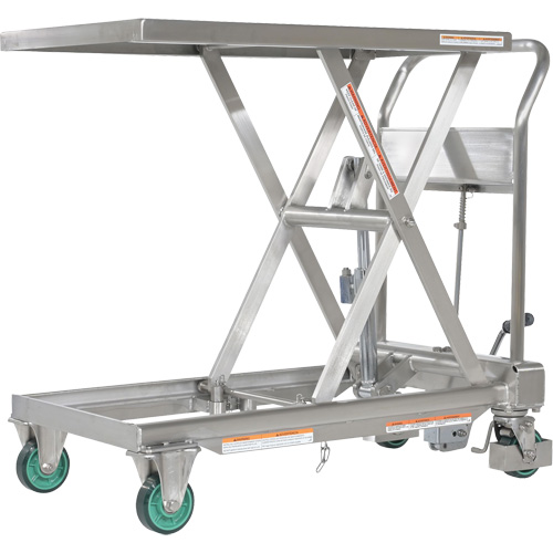 Hydraulic Scissor Lift Table, 31-1/2" L x 19-1/2" W, Stainless Steel, 550 lbs. Capacity Ontario Safety Products