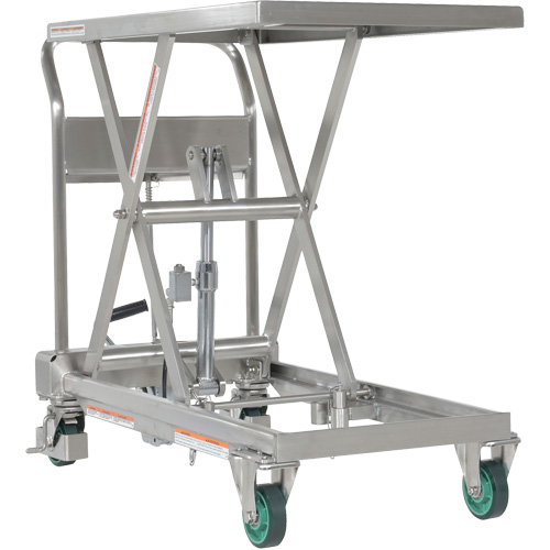 Hydraulic Scissor Lift Table, 31-1/2" L x 19-1/2" W, Stainless Steel, 550 lbs. Capacity Ontario Safety Products