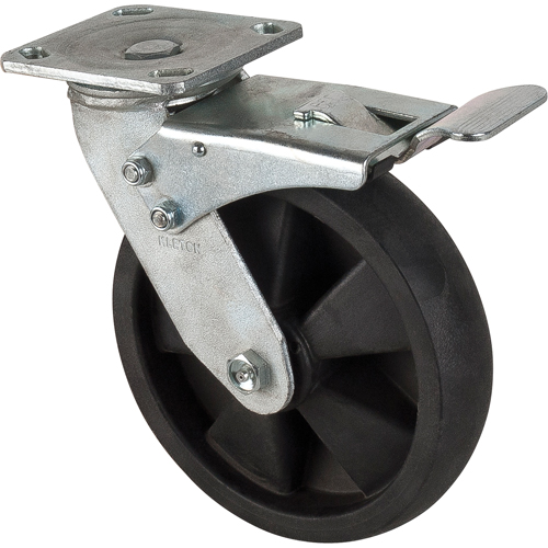 Roulettes haute temp&eacute;rature, Pivotant avec frein, 8" (203,2 mm), Nylon, 1000 lb (453 kg) Ontario Safety Products