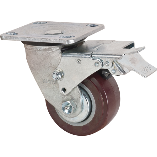 Roulette, Pivotant avec frein, 4" (101,6 mm), Polyur&eacute;thane,  Ontario Safety Products