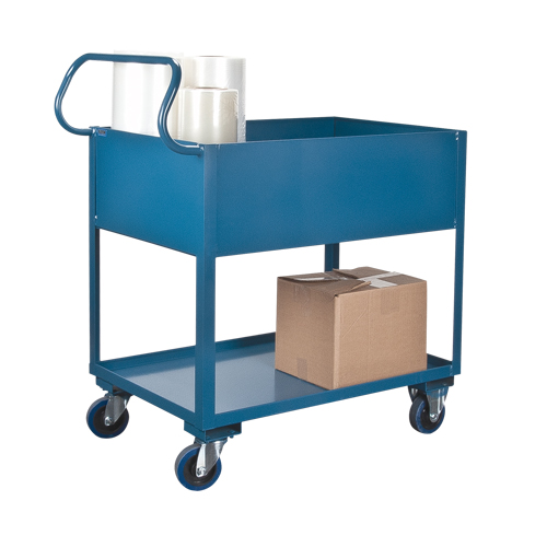Chariots de service &agrave; bordure profonde, 2 Tiers, 24" la x 47" h x 36" p, Capacit&eacute; 1200 lb Ontario Safety Products